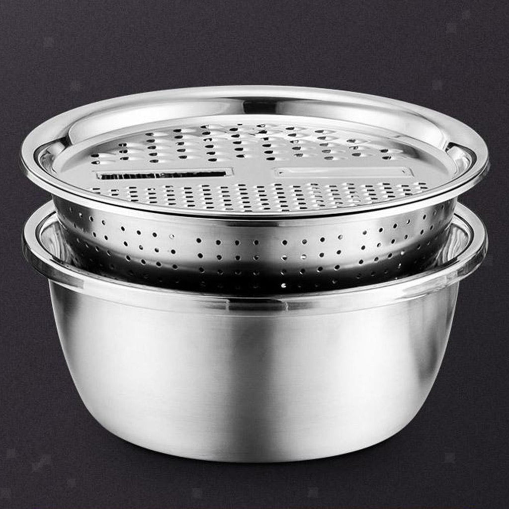 28cm Kitchen Multi-functional Stainless Steel Basin With Filter Grater Bowl Set