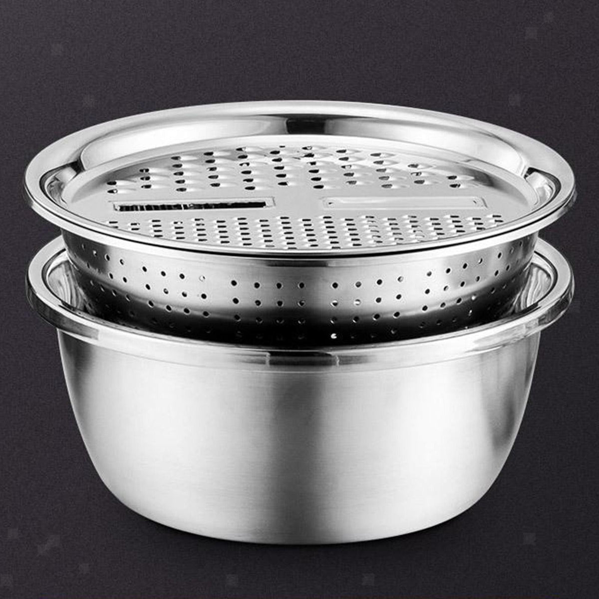 28cm Kitchen Multi-functional Stainless Steel Basin With Filter Grater Bowl Set