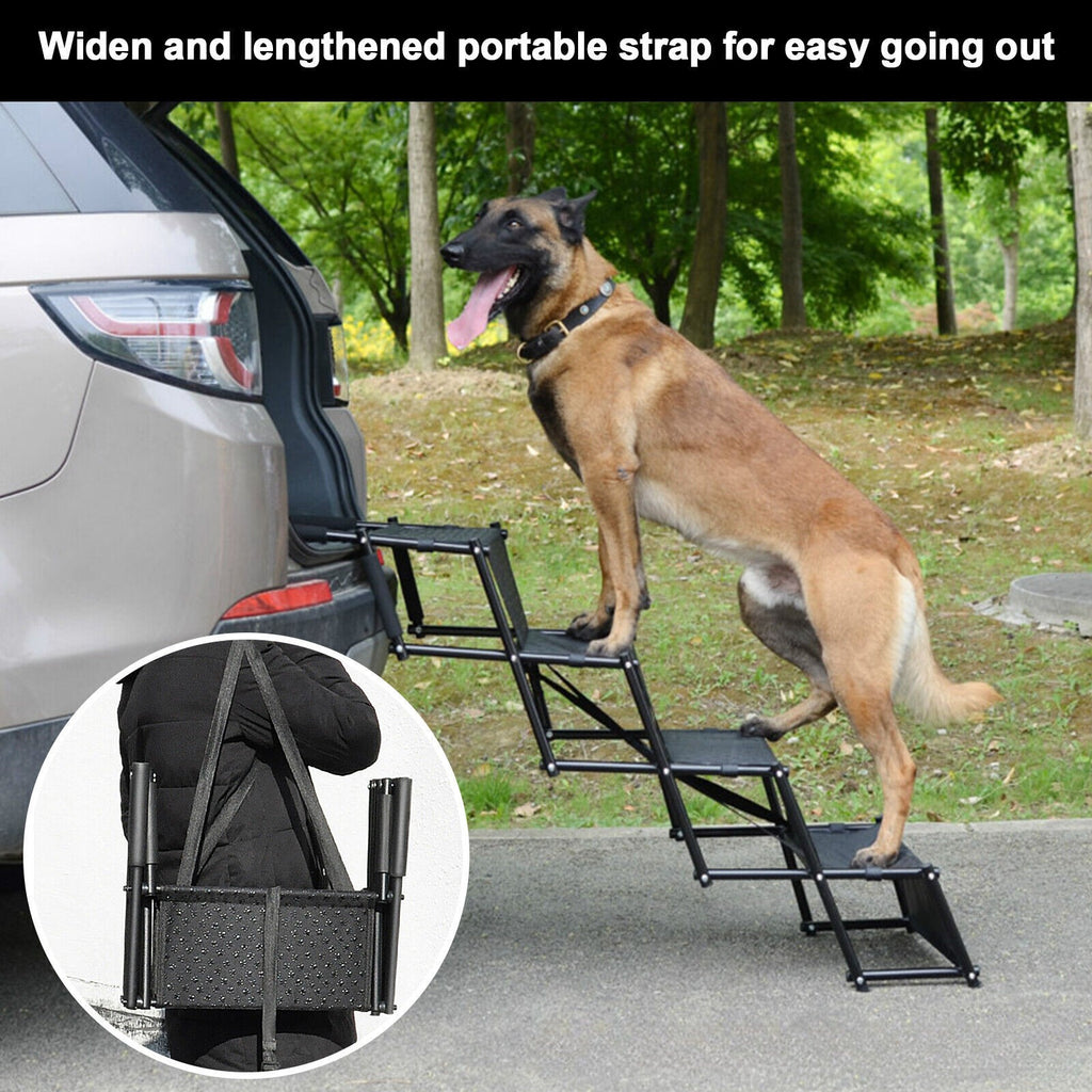 Folding 4 Stairs Portable Dog Ramp Steps Car Boot Access Ladder for Pet Dog Cat