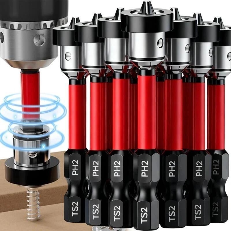 5PCS Plasterboard Screw Setter Bit PH2 50mm Magnetic 1/4" Hex Shank Drywall Tool