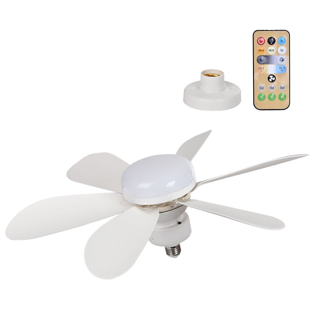 Modern Led Ceiling Fan with Light Dimmable E27 Bedroom Living Room Fan Lamp 30W~