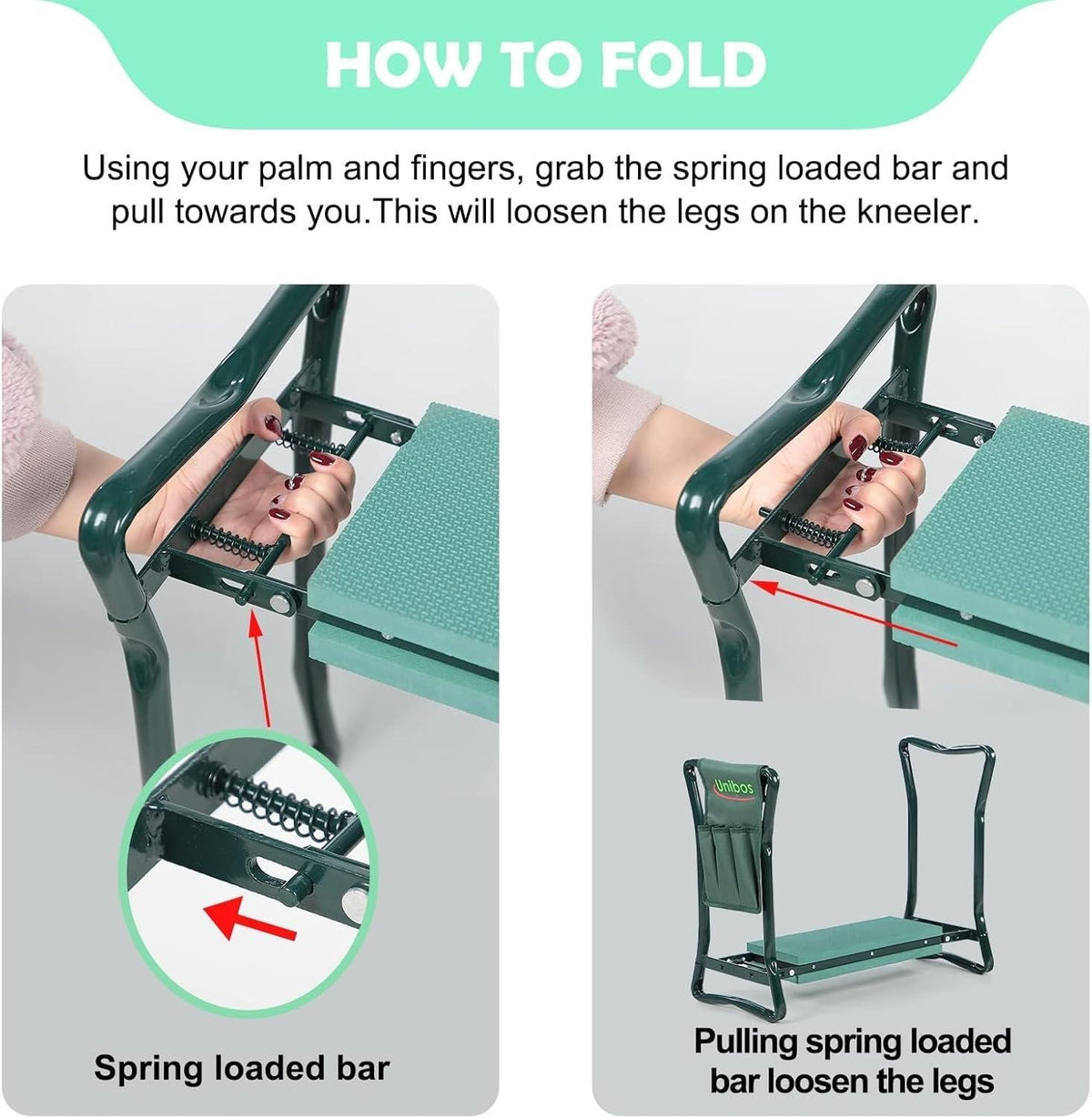 Garden Kneeler 2-in-1 Folding Gardening Padded Seat and Kneeling Stool Tool Bags