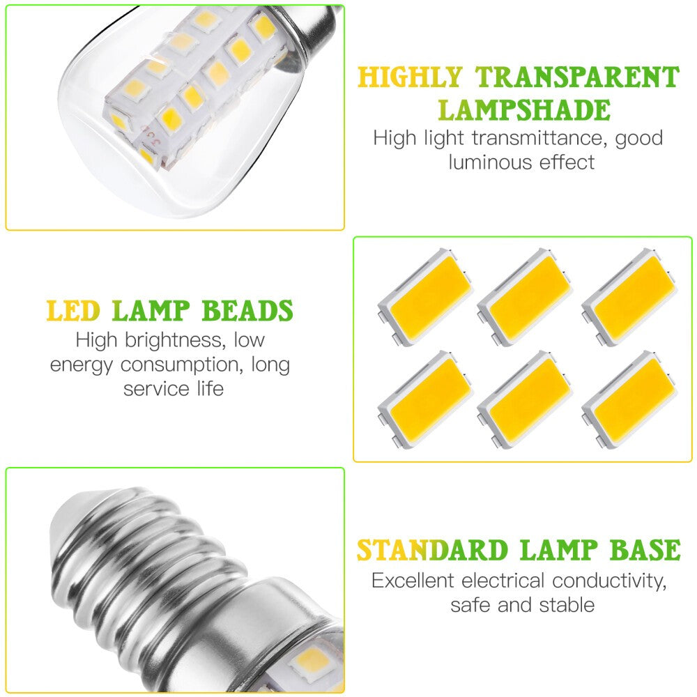 E14 LED Light Bulbs 2pcs Oven Fridge Kitchen Appliance Lighting