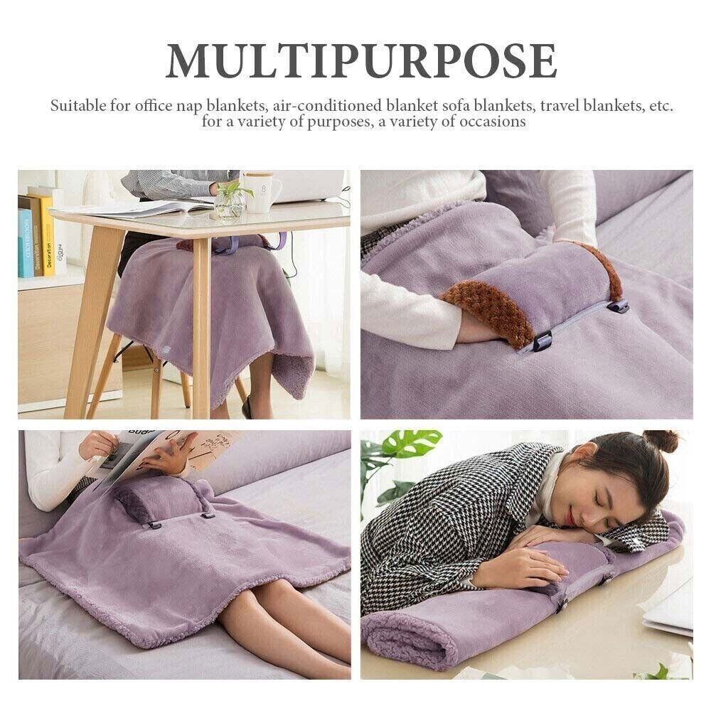 Large USB Electric Heated Blanket Warm Throw Poncho Wrap Blanket Shawl Portable