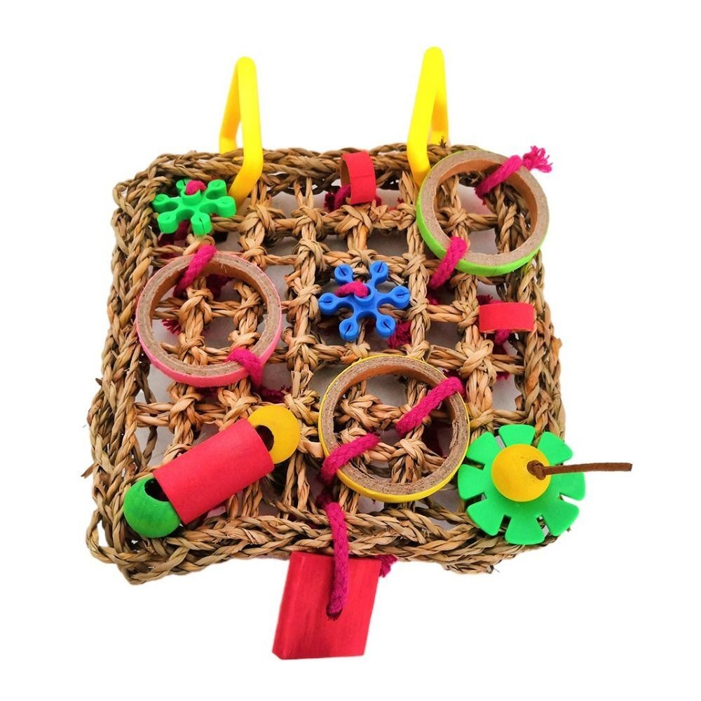 Bird Climbing Net Parrot Toy Woven Seagrass Biting Hanging Hemp Rope Swing Play