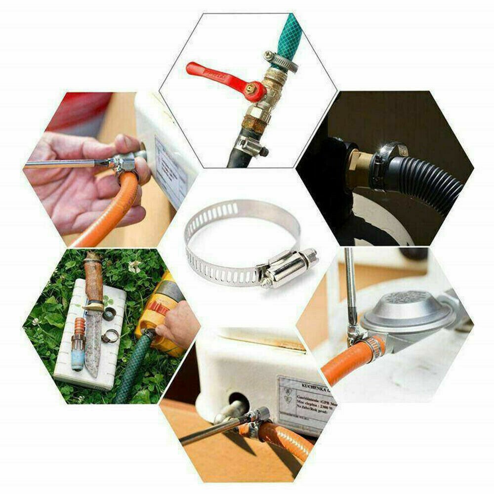 101x Assorted Stainless Steel Hose Clamp Kit With No Driver Jubilee Clips Set UK