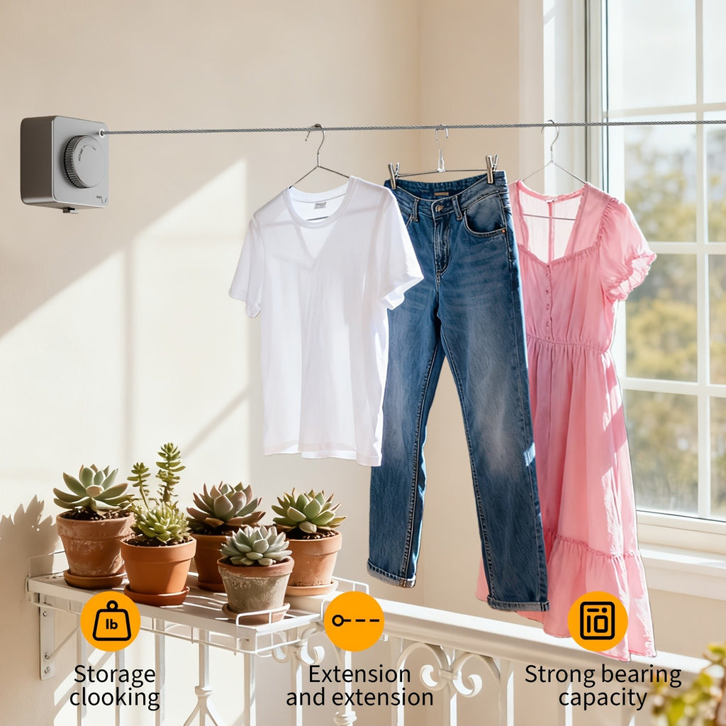 Heavy Duty Extendable Retractable Washing Line Non-Sagging Clothes Line Indoor