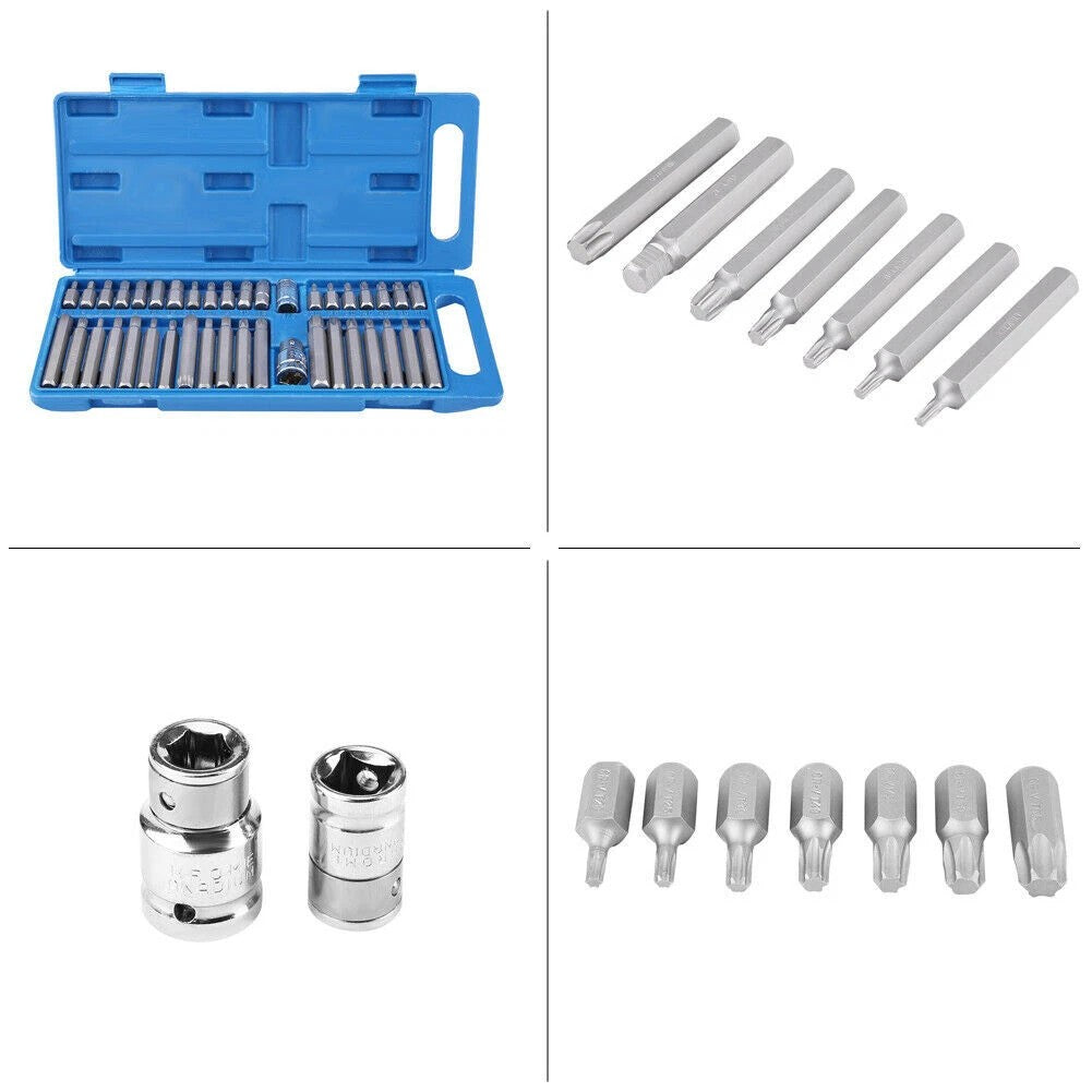 40 Allen Torx Hex Star Spline Socket Bit Set 1/2" 3/8" Drive Car Repair Tool Kit
