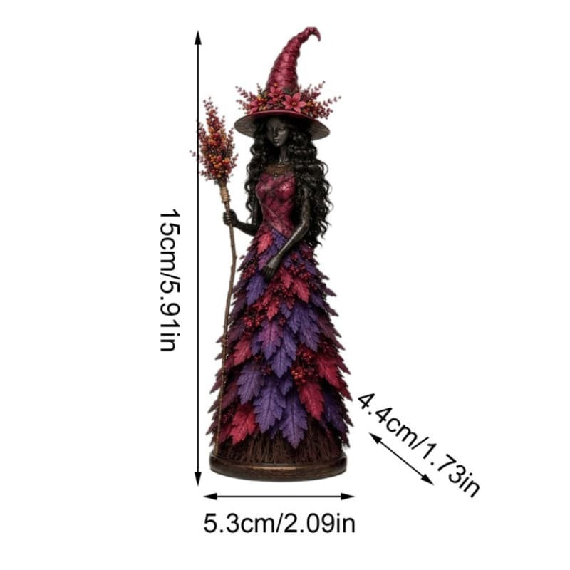 Fall Enchanted Autumn Witch Figurine, Halloween Witch Statue (Golden Harvest)
