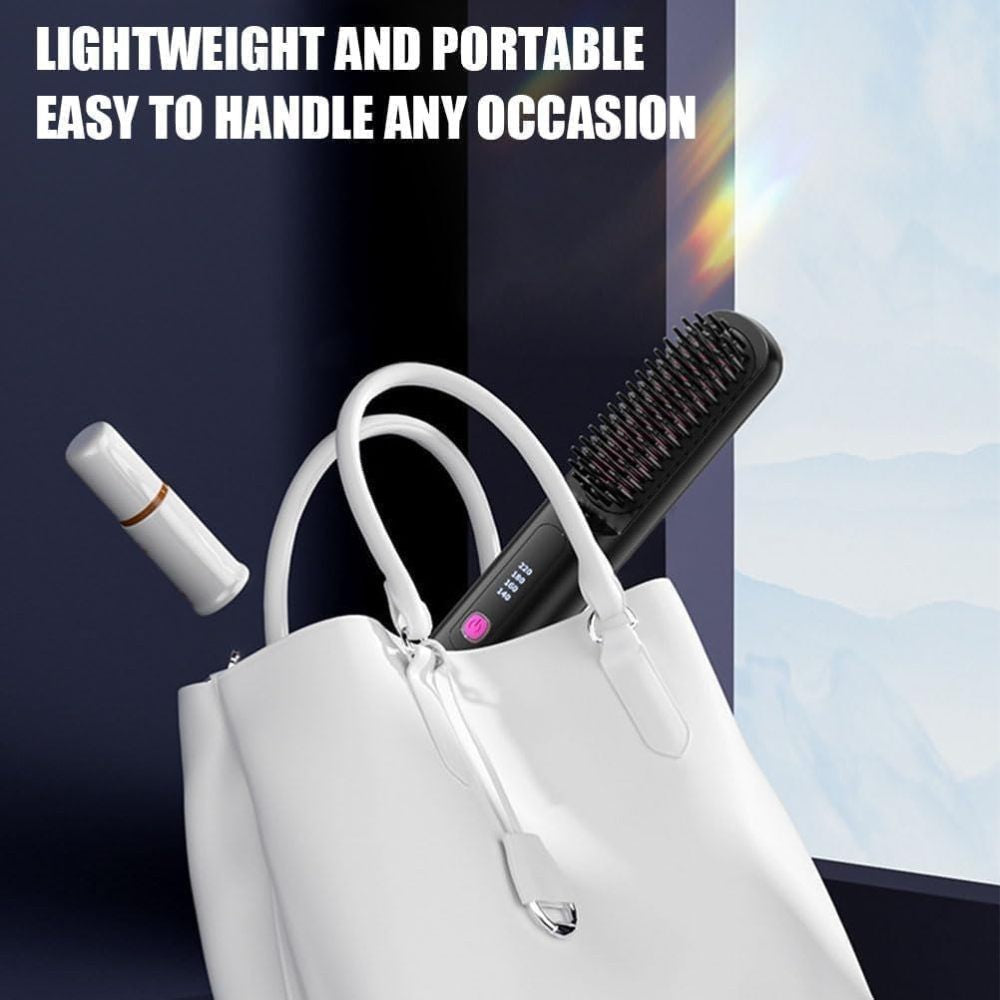 Glow Wave Heated Brush  LED Screen & USB Charging 3 Heat Settings for Short Hair