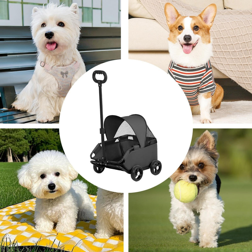 Foldable Pet Dog Cat Stroller Pet Jogger Carrier Cart Open Car Travel Walk Wheel