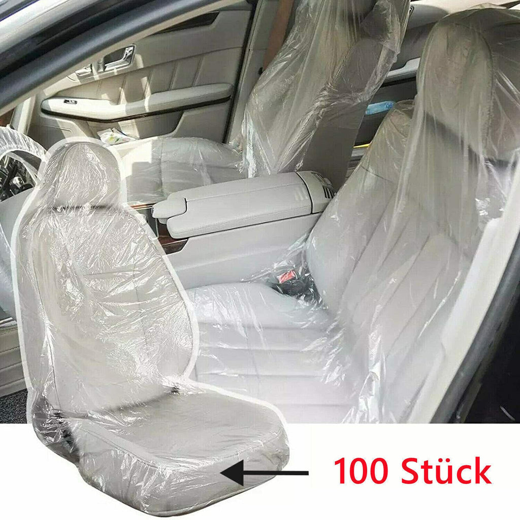 100x Disposable Plastic Car Seat Covers for Mechanics Garage Use Keep Cars Clean