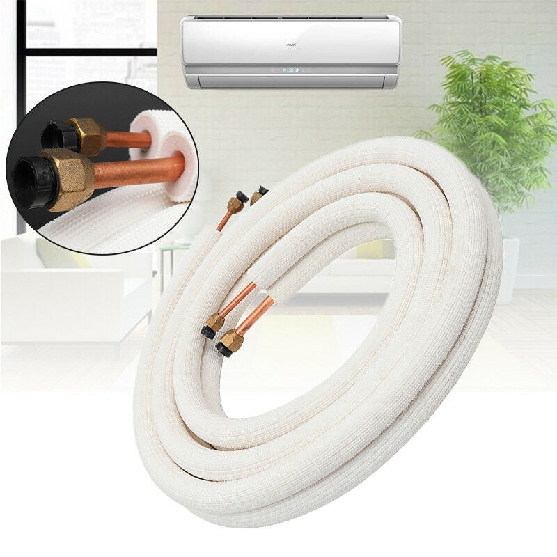 5M Insulated 1/4" 3/8" Air Conditioner Pipes Pair Coil Tube Split Line Pipe UK