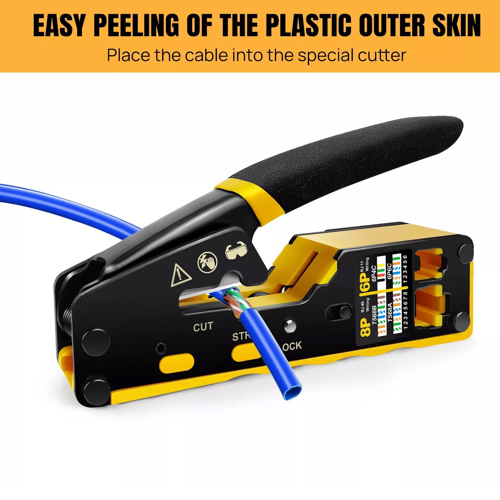 RJ45 Pass Through PRO EZ Crimping Tool Crimper CAT 5 5E 6 Connector Mega Kit UK