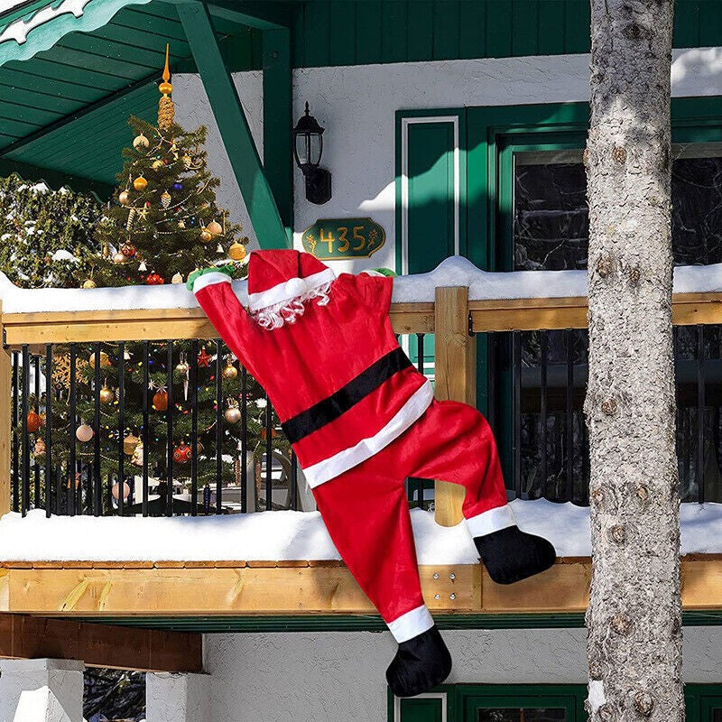 Christmas Outdoor Window Decoration 42" Climbing Hanging Santa Claus Xmas Props