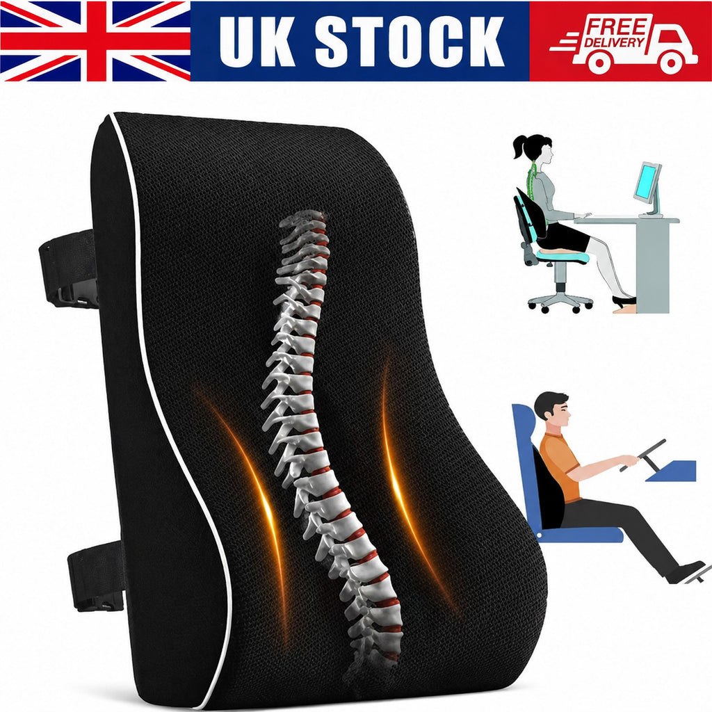 Lumbar Back Support Cushion Wheelchair Office Chair Pillow Memory Foam Car Seat.