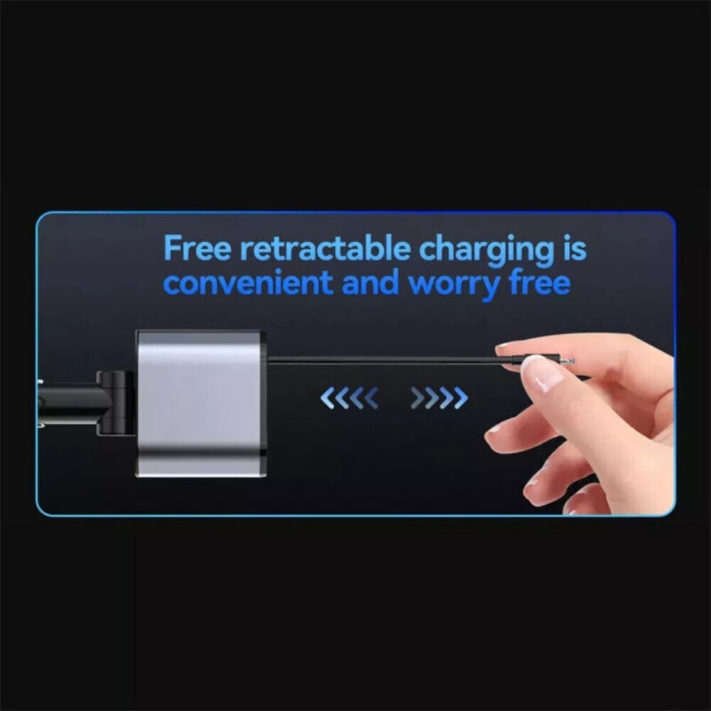 4 in1 Retractable Fast Car Charger with Starlight 120W USB C for iPhone &Android