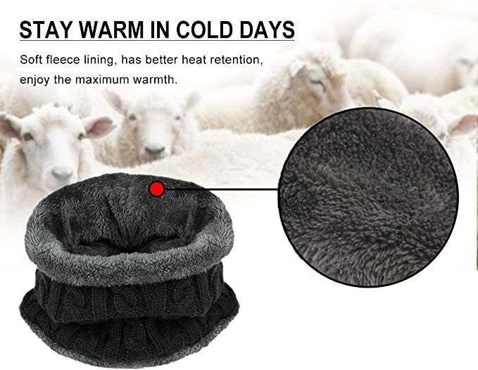 Men's Winter Beanie Hat and Scarf Set Warm Fleece Knitted Cap Unisex (2 PCS SET)