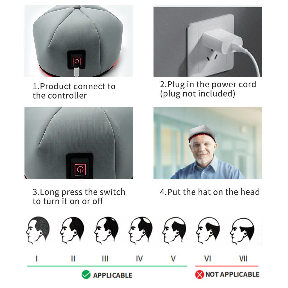 240 LED Infrared Red Light Therapy Cap Hat Hair Loss Regrowth Treatment Helmet