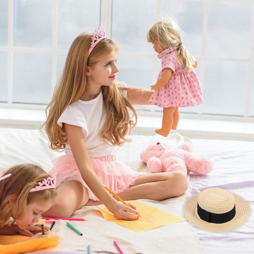 1 Pc Hand-woven Straw Hat Doll Clothes Decor Accessory Doll Straw Hat Decor