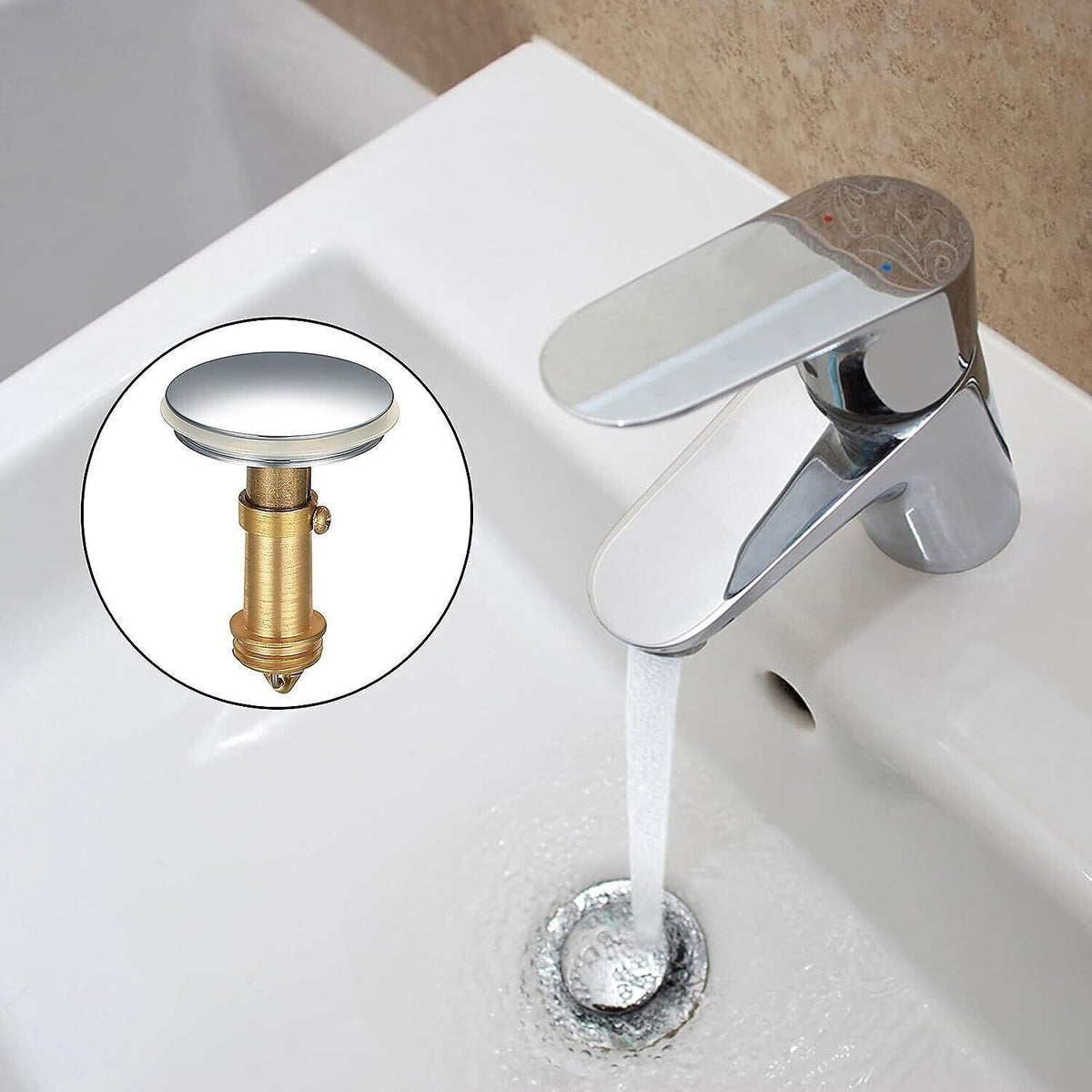 Pop up Sink Plugs, Bathroom Push Drain Stopper Plugs, 38mm Click Clack Plug