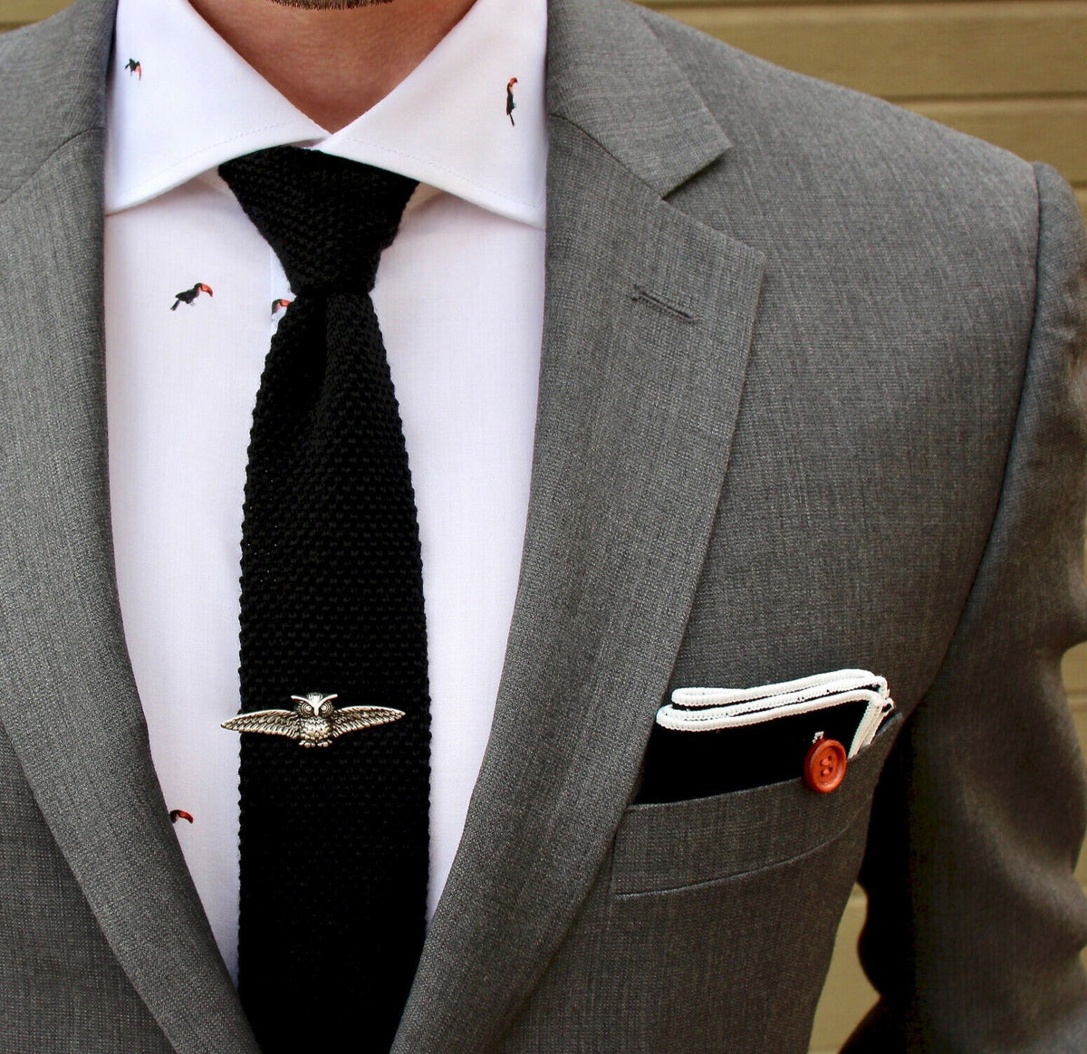 Knitted Black Mens Tie Wedding POINTED END Necktie Funeral Smart Party Security