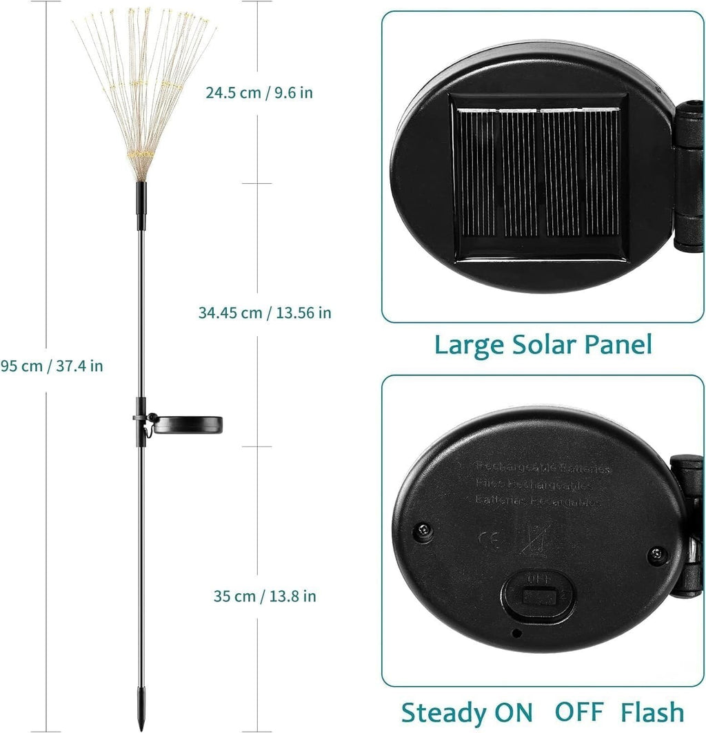 2PCS Solar Lights Outdoor Garden LED Solar Powered Firework Light Lamp DIY