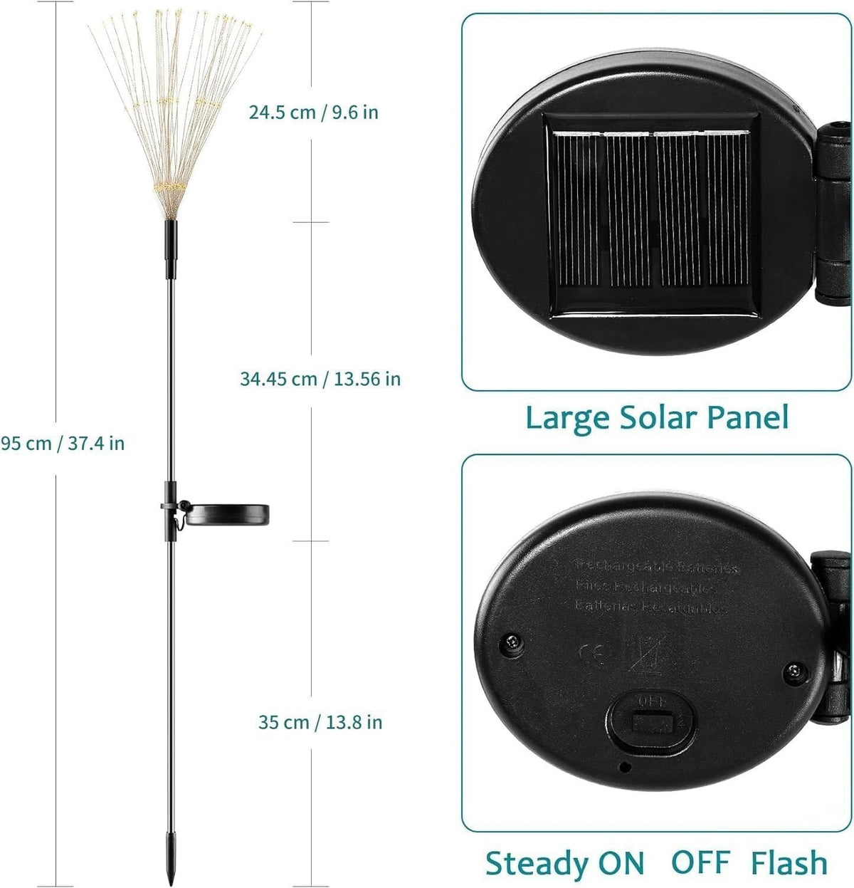 2PCS Solar Lights Outdoor Garden LED Solar Powered Firework Light Lamp DIY
