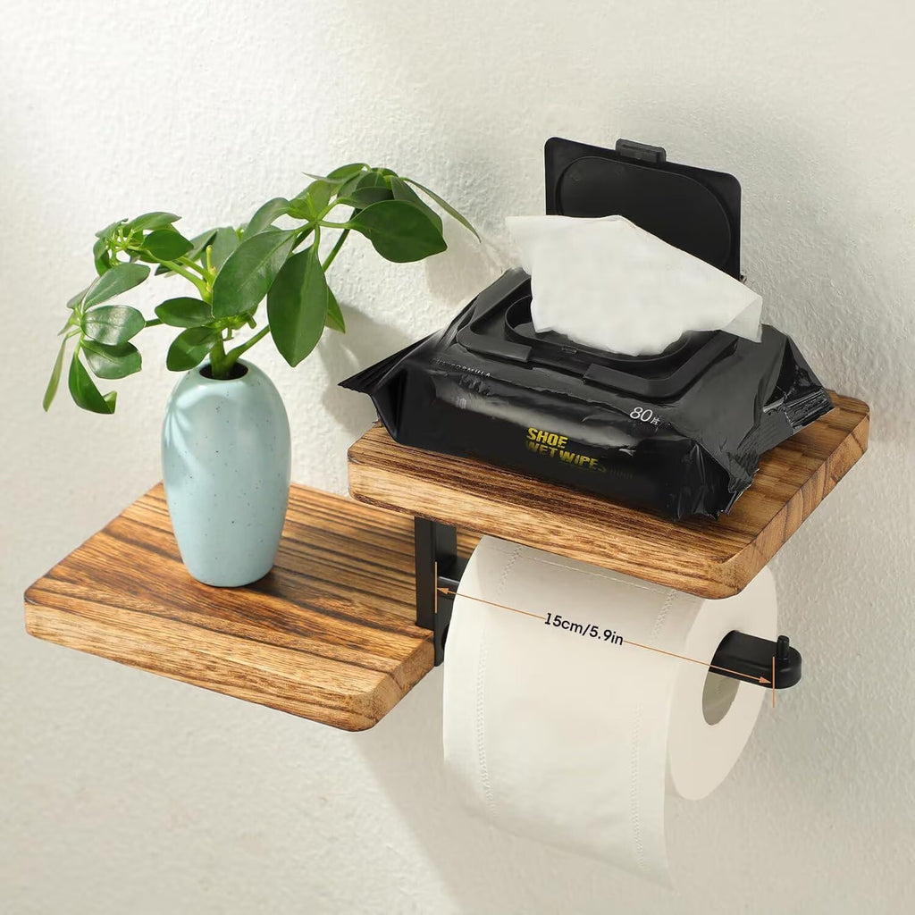 Toilet Roll Holder Toilet Paper Holder Wall Mounted with Shelves for Storage UK