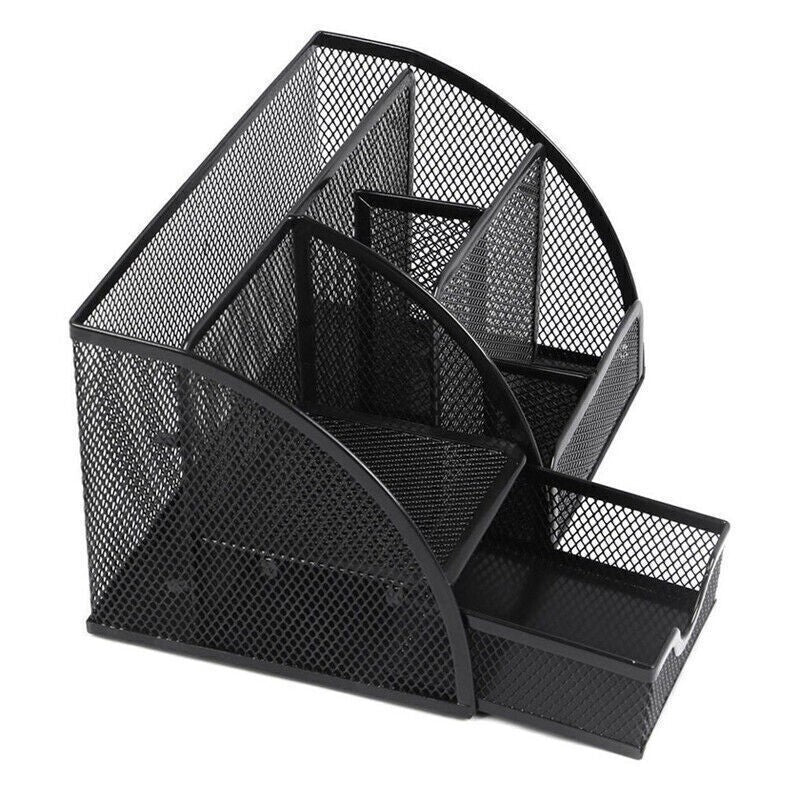 Metal Mesh Desk Organiser Stationery Pen Pencil Holder Tidy Storage For Office