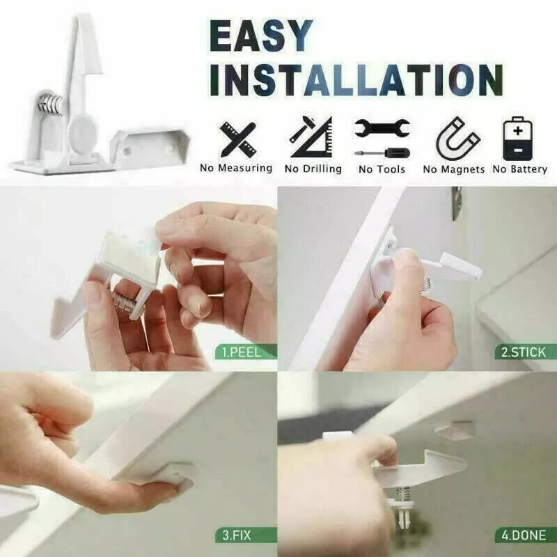 Kids 10pcs Safety Lock Protector Kitchen Cabinet Door Drawer Cupboard Catch