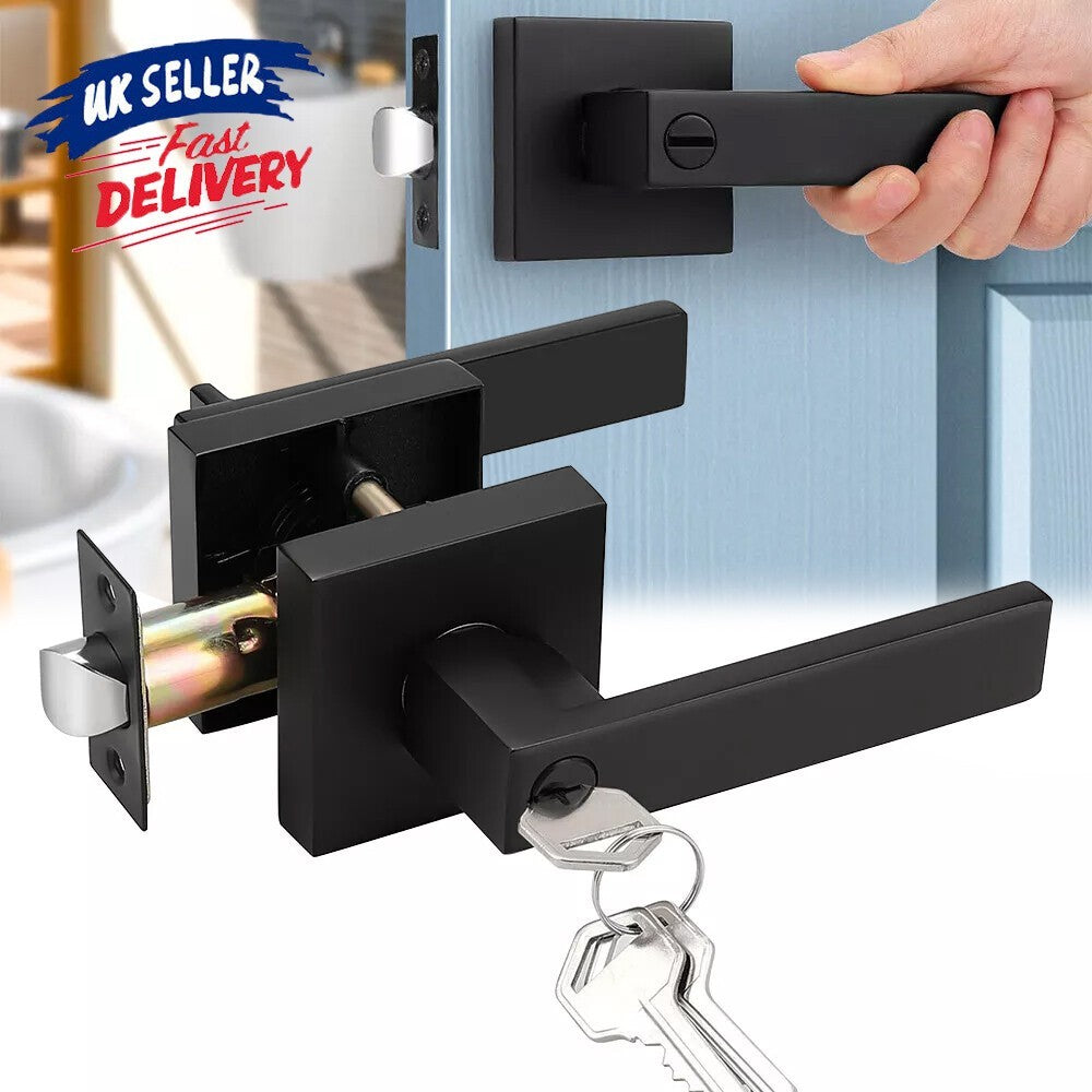 Internal Door Lever Handle Sets Latch Bathroom Bedroom Door Lever Lock with Keys