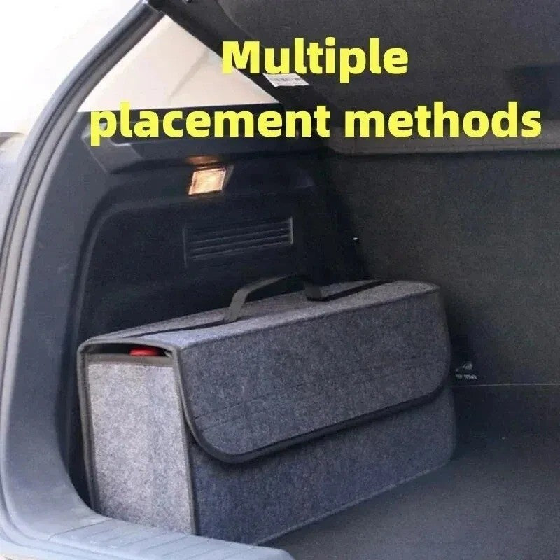 Grey Car Boot Organiser Felt Storage Box Non-Slip Foldable Trunk Bag UK Stock