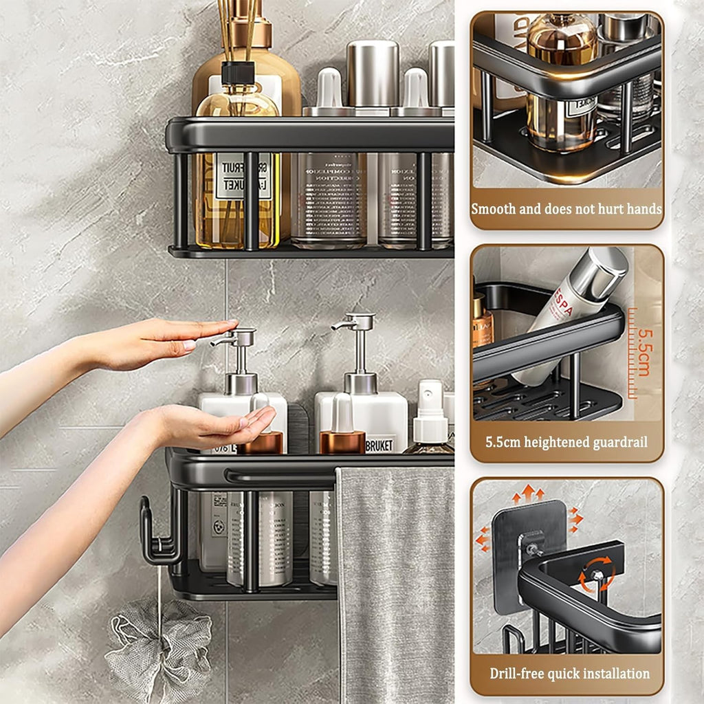 No-Drill Bathroom Shelf Shower Corner Rack Wall Mounted Storage Organizer 2PCS