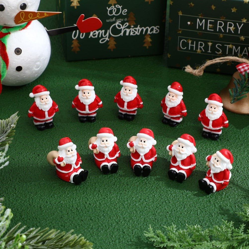 10 Pcs Xmas Mini Resin Snowman Figurines Christmas Miniature Decor Set