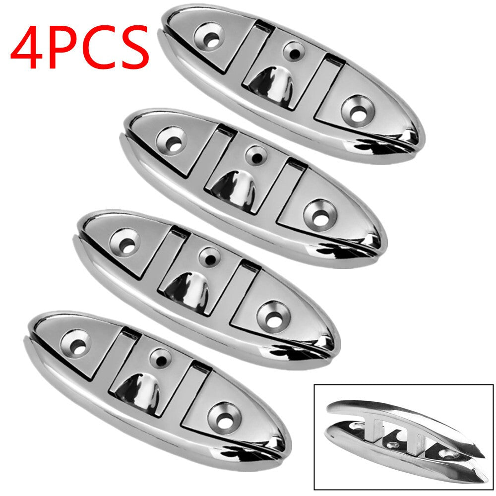 4X 5" Boat Flip Up Folding Dock Cleat Marine 316 Stainless Steel Base Hardware