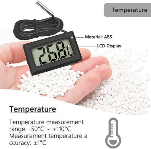 LCD Digital Thermometer Temperature Meter Gauge with Waterproof Sensor Probe