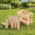 Wooden Molkky Game Set with Storage Box for Outdoor Family Fun and Play