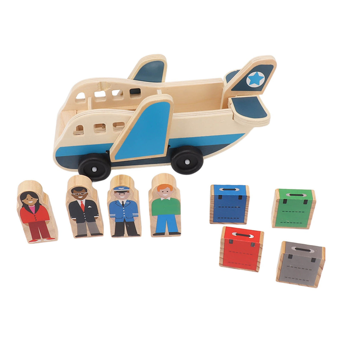 Corrosion Resistant Wooden Plane Toy Set – Suitcase & Building Blocks