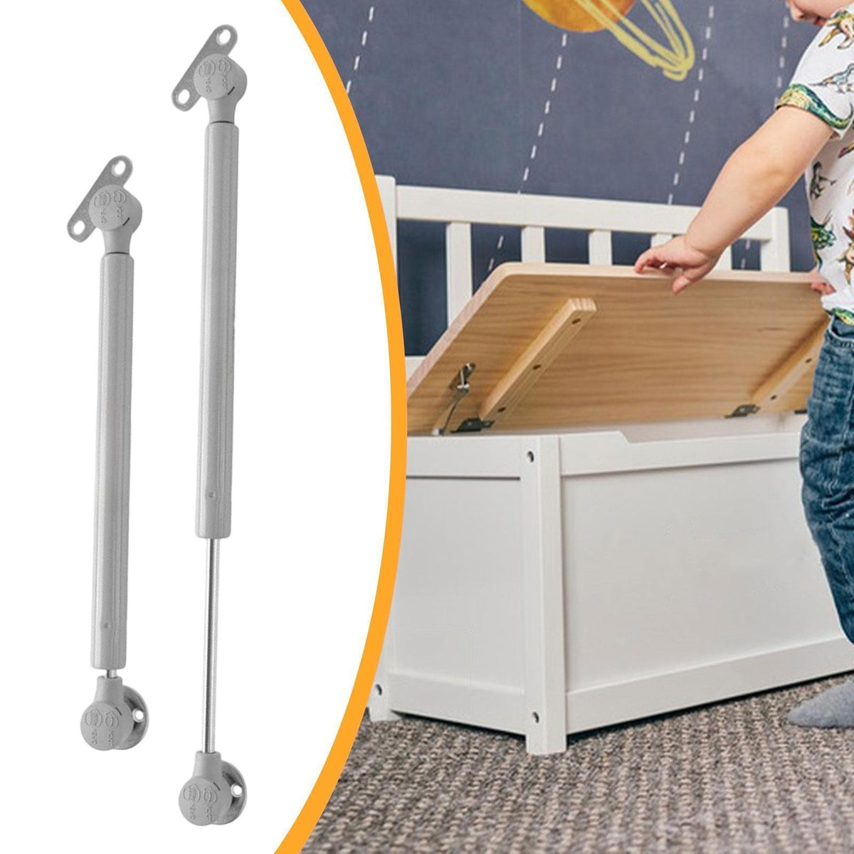 2Pcs Toy Box Hinges Soft Close Wooden Box Lid Stay Gas Strut Spring Hinges