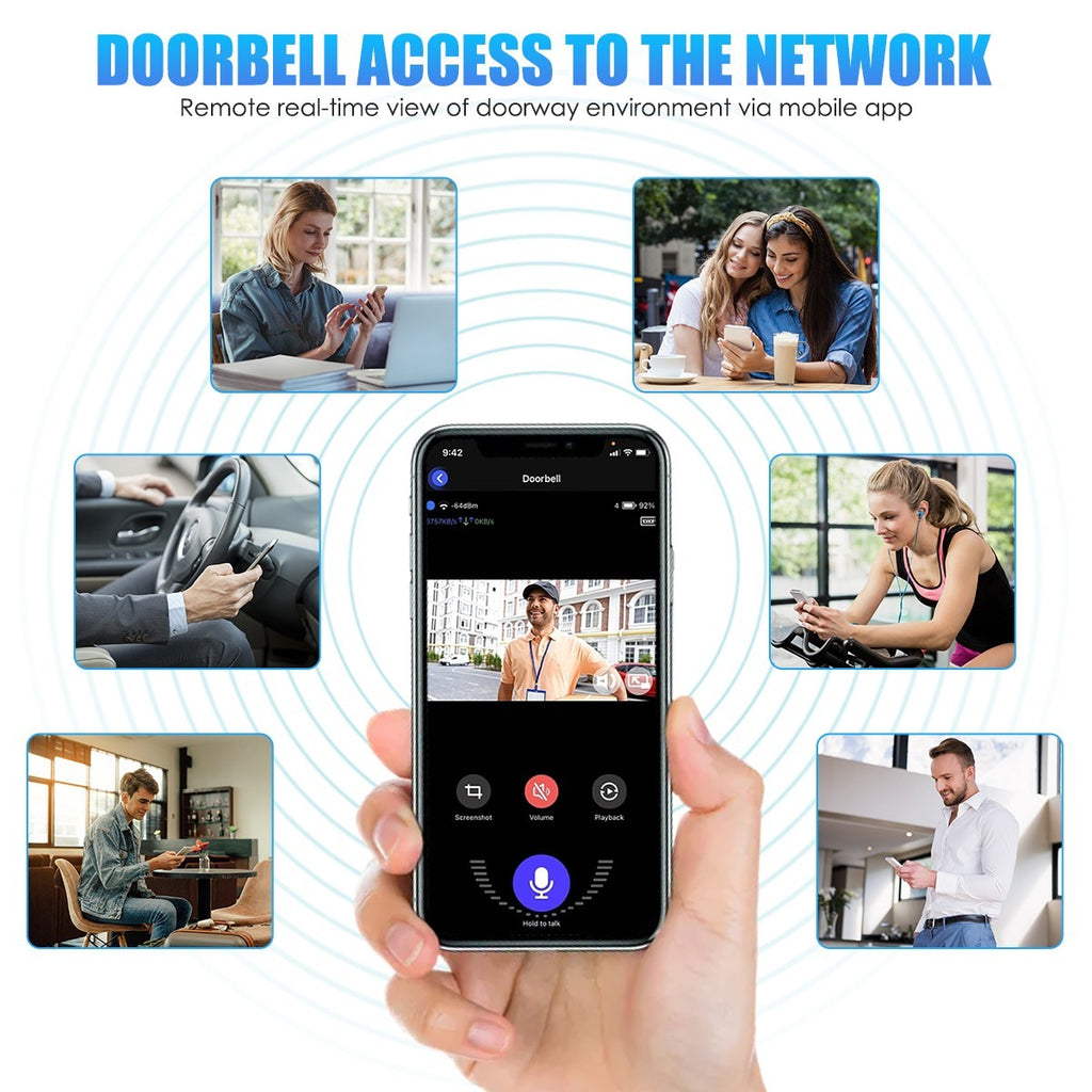 Wireless Smart Video Doorbell WiFi Security Camera Phone Door Ring Intercom Bell