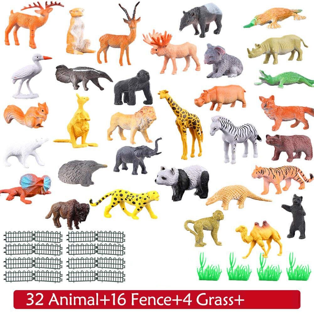 53 Pieces Zoo Animals Playset Mini Wild Animal Figures for Holiday Gift Kids