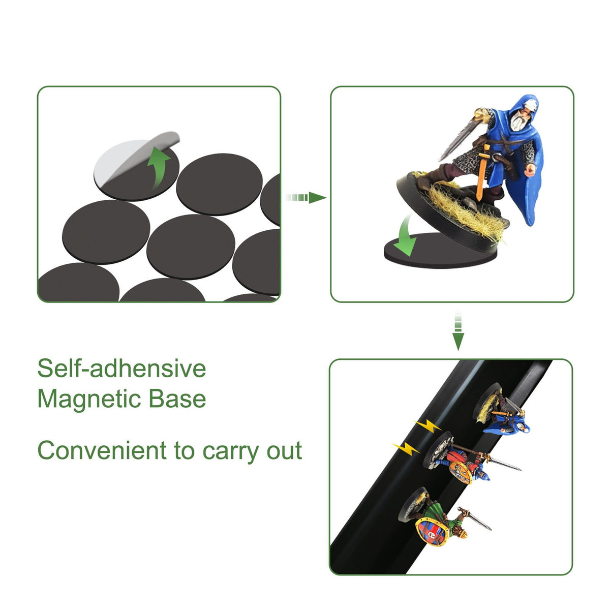 Evemodel 100pcs 25mm Round Magnetic Self-Adhesive Bases for Wargames Miniatures
