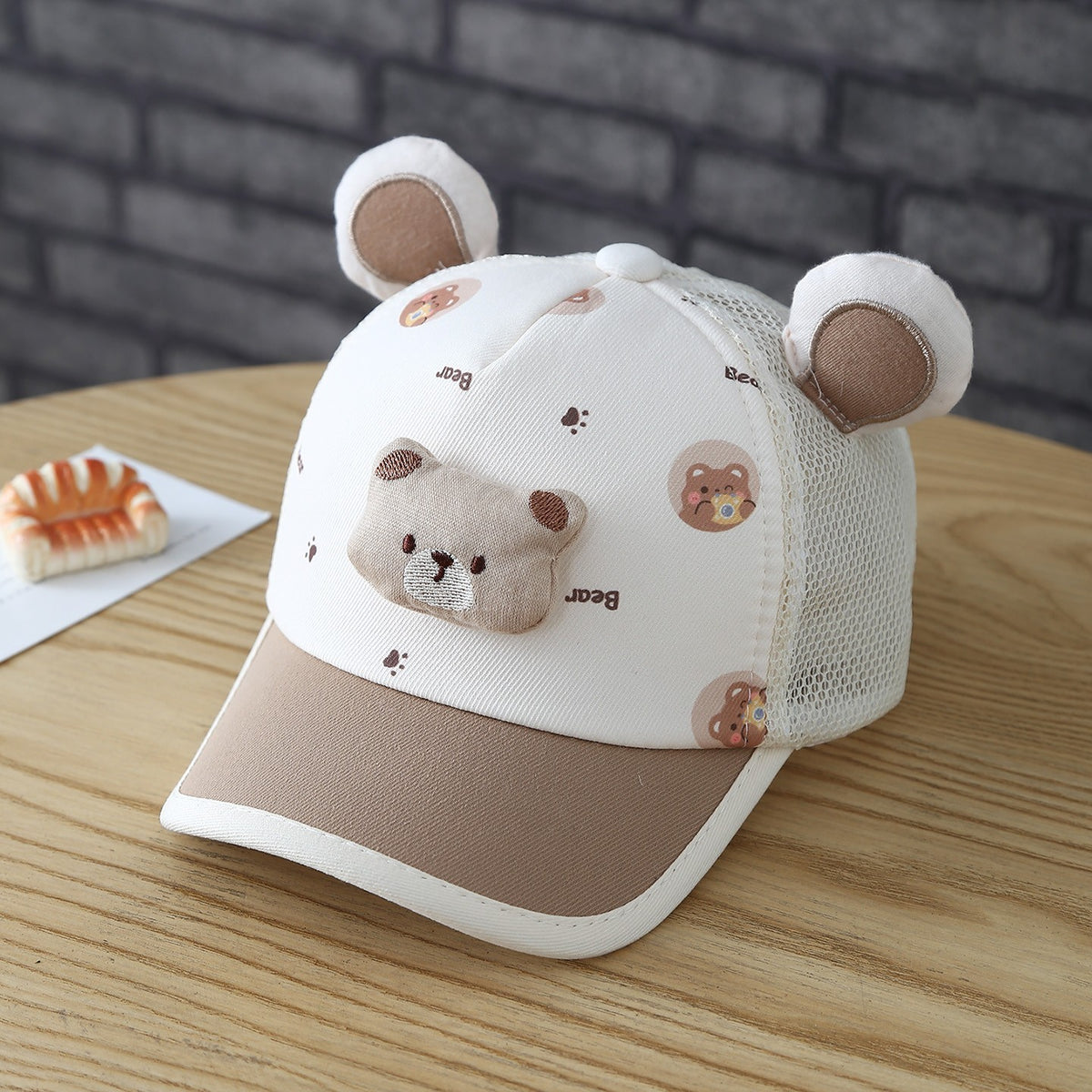 Children's Trendy Printed Lettering Cartoon Animal Semi-netted Brimmed Hat...