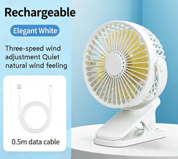 Portable Clip on Fan Rechargeable Operated Small Powerful 3 Speed Quiet