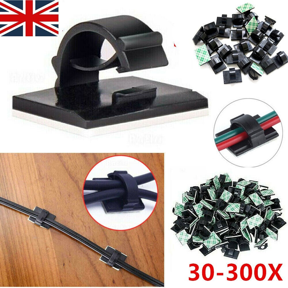 30X Cable Clips Holder Tidy Adhesive Home Car Wire Tie Fixer Drop Clamp Cord