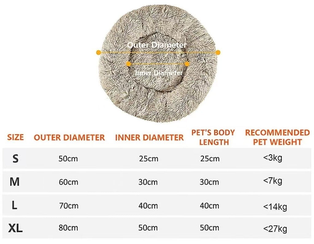 Dog Bed Donut Soft Large Plush Cat Beds For Calming Pet Anti Anxiety Washable