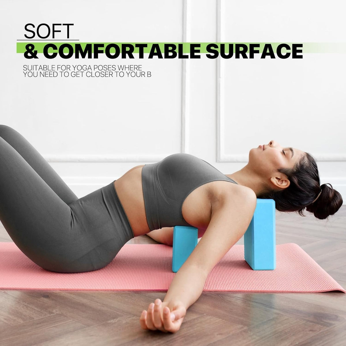 Yoga Gym Blocks Brick Foam Pair Exercise Training Pilates Meditation Anti Slip