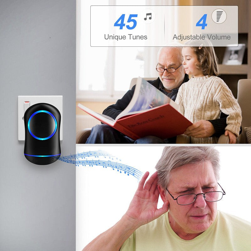 Wireless Door Bell Doorbell LED Flash Waterproof 500M Wall Plug In Loud Chime UK