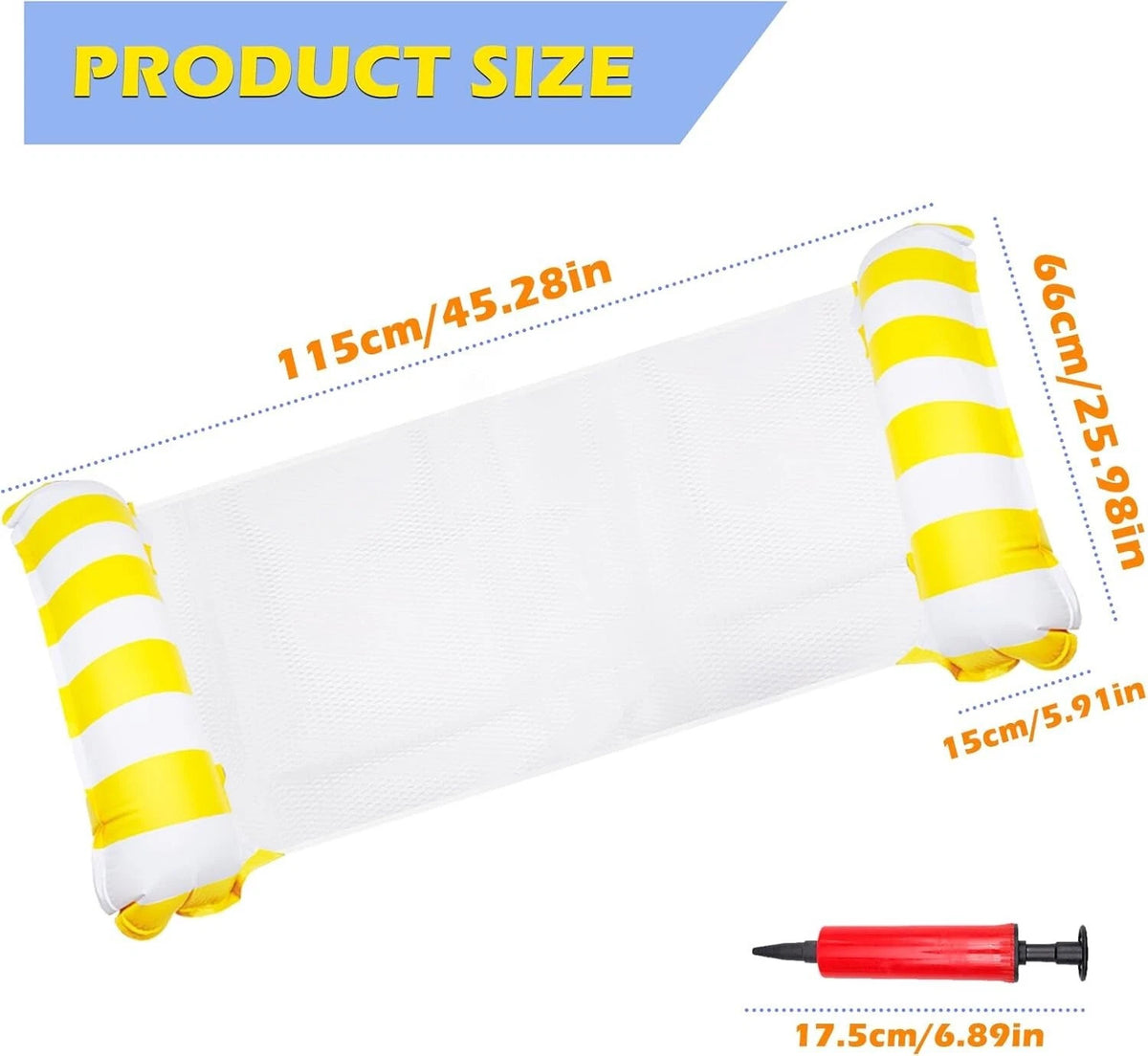 Floating Pool Lounge Water Hammock Inflatable Pool Mattress Float Bed Set of 2
